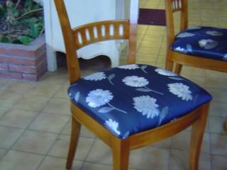 Des chaises en tissu éditeur agrémente agréablement la table